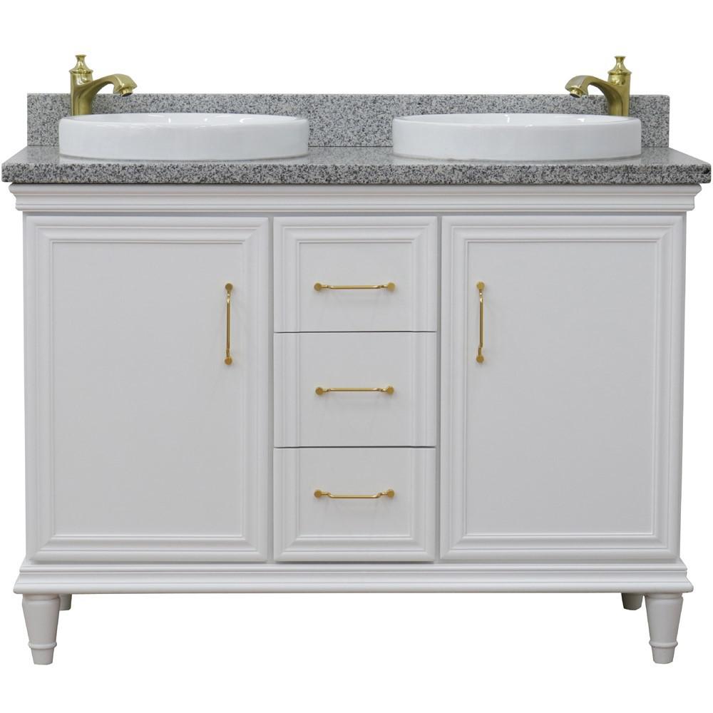 49 Double vanity in White finish with Gray granite and rectangle sink. Picture 18
