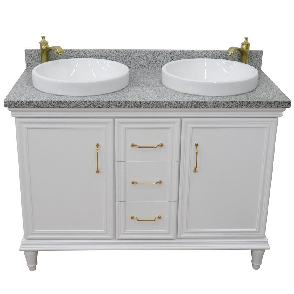 49 Double vanity in White finish with Gray granite and rectangle sink. Picture 20