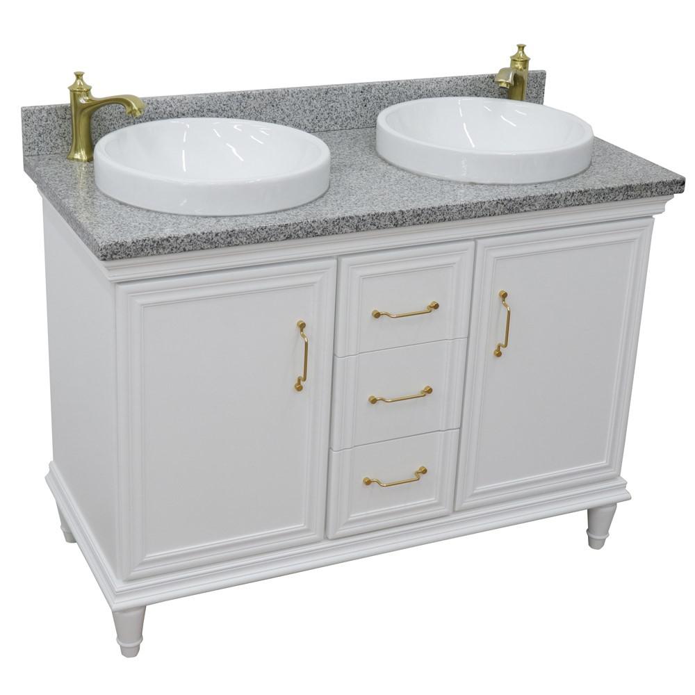 49 Double vanity in White finish with Gray granite and rectangle sink. Picture 21