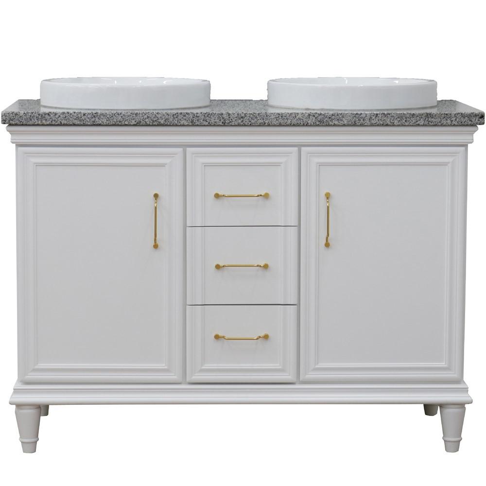 49 Double vanity in White finish with Gray granite and rectangle sink. Picture 24