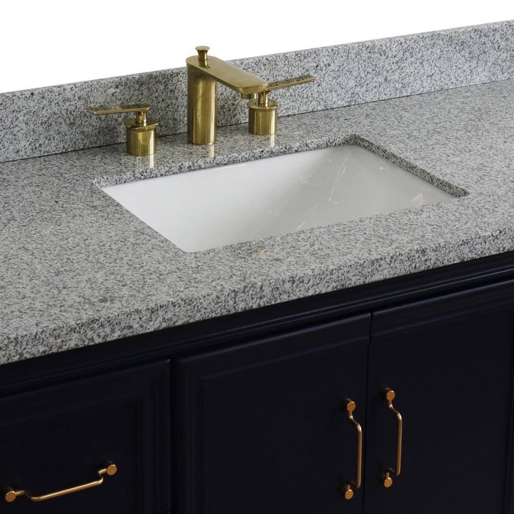 49 Single sink vanity in Blue finish with Gray granite and rectangle sink. Picture 8