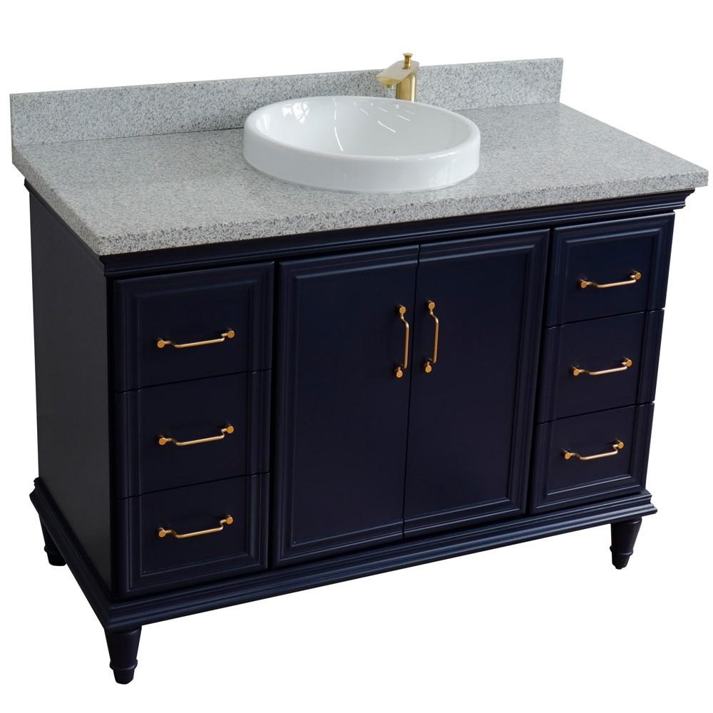 49 Single sink vanity in Blue finish with Gray granite and rectangle sink. Picture 27