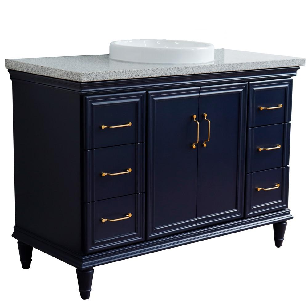 49 Single sink vanity in Blue finish with Gray granite and rectangle sink. Picture 30