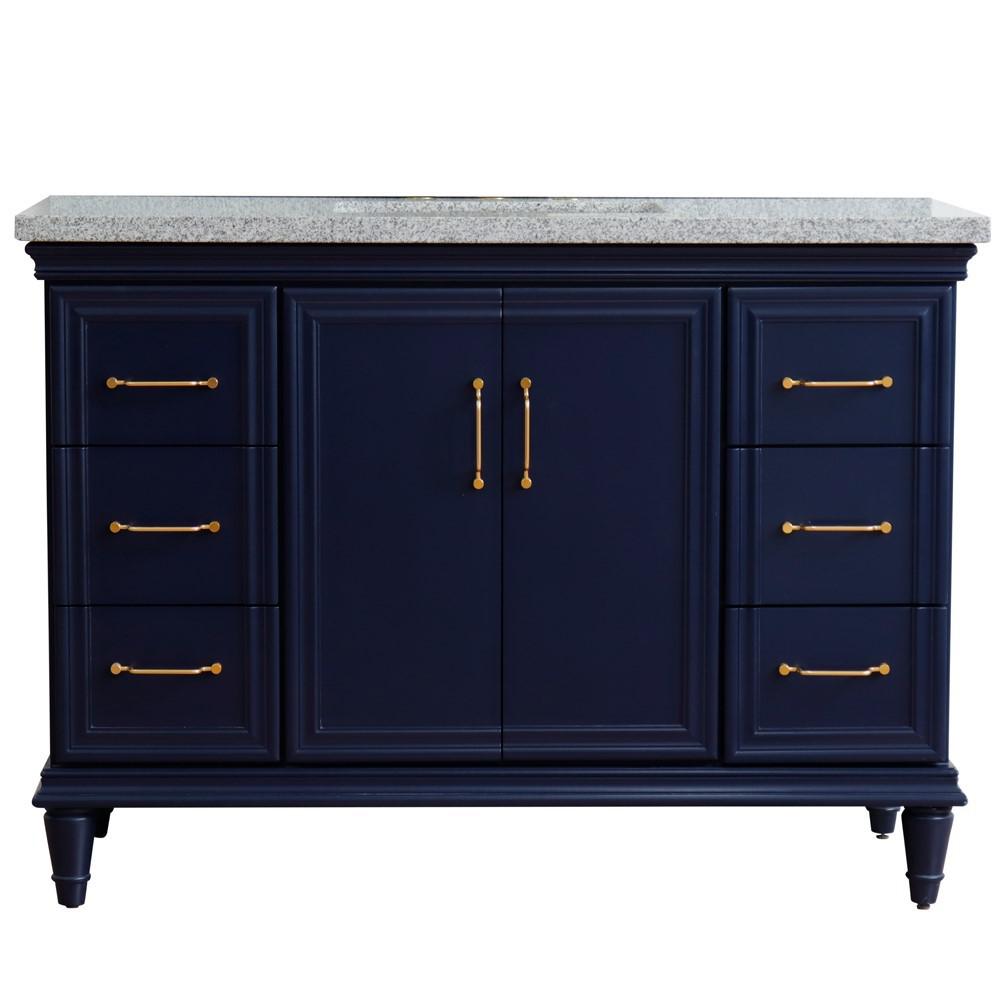 49 Single sink vanity in Blue finish with Gray granite and rectangle sink. Picture 14