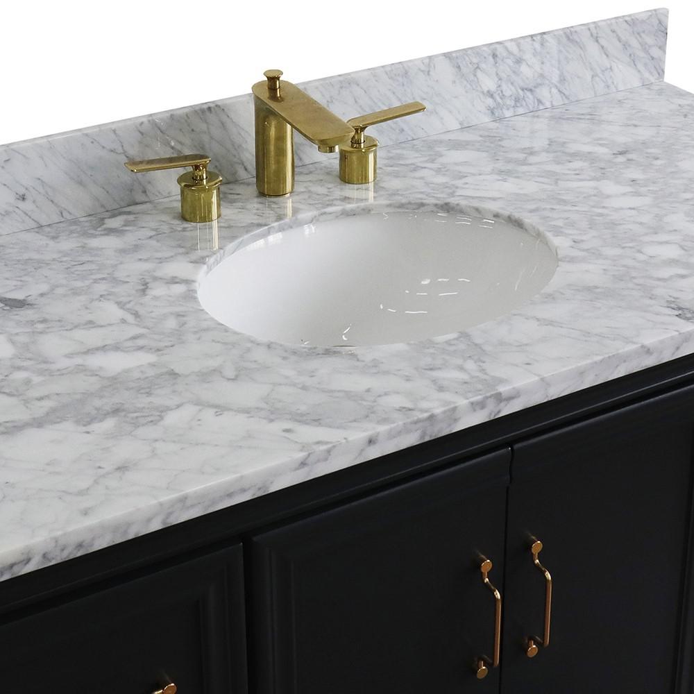 Single sink vanity in Dark Gray with White carrara marble and oval sink. Picture 9