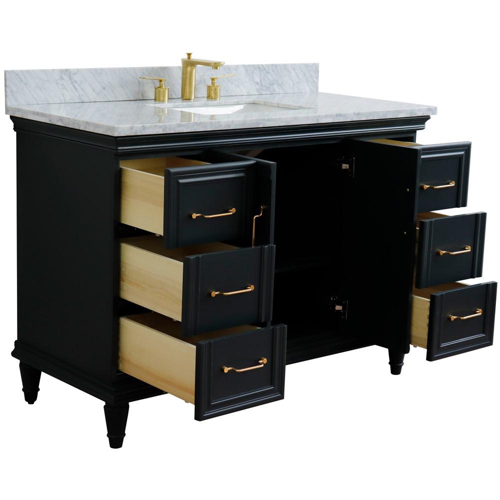 Single sink vanity in Dark Gray with White carrara marble and rectangle sink. Picture 8