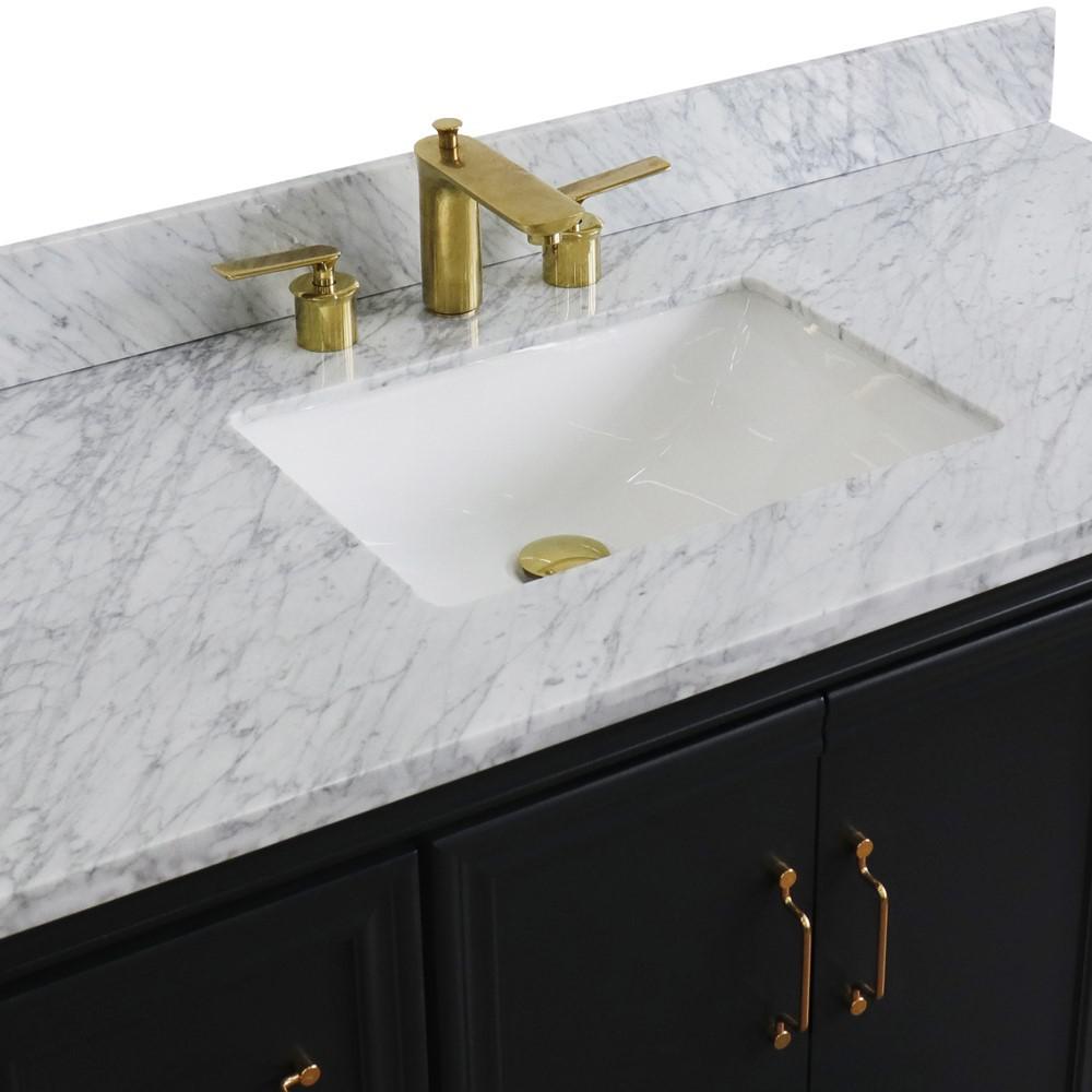 Single sink vanity in Dark Gray with White carrara marble and rectangle sink. Picture 10