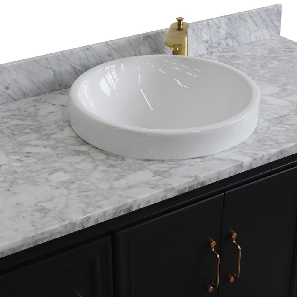 Single sink vanity in Dark Gray with White carrara marble and rectangle sink. Picture 26