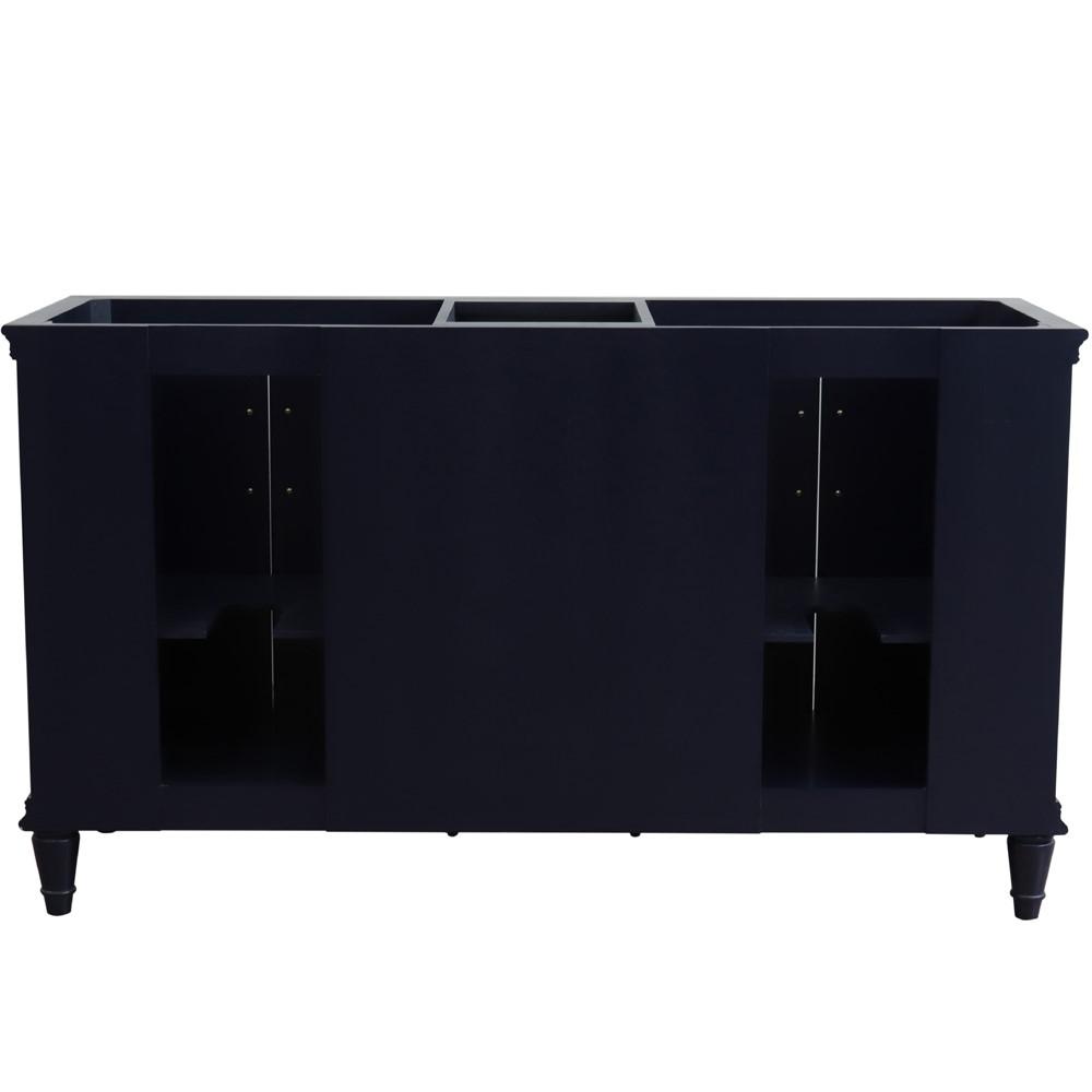 61 Double sink vanity in Blue finish and Black galaxy granite and oval sink. Picture 10