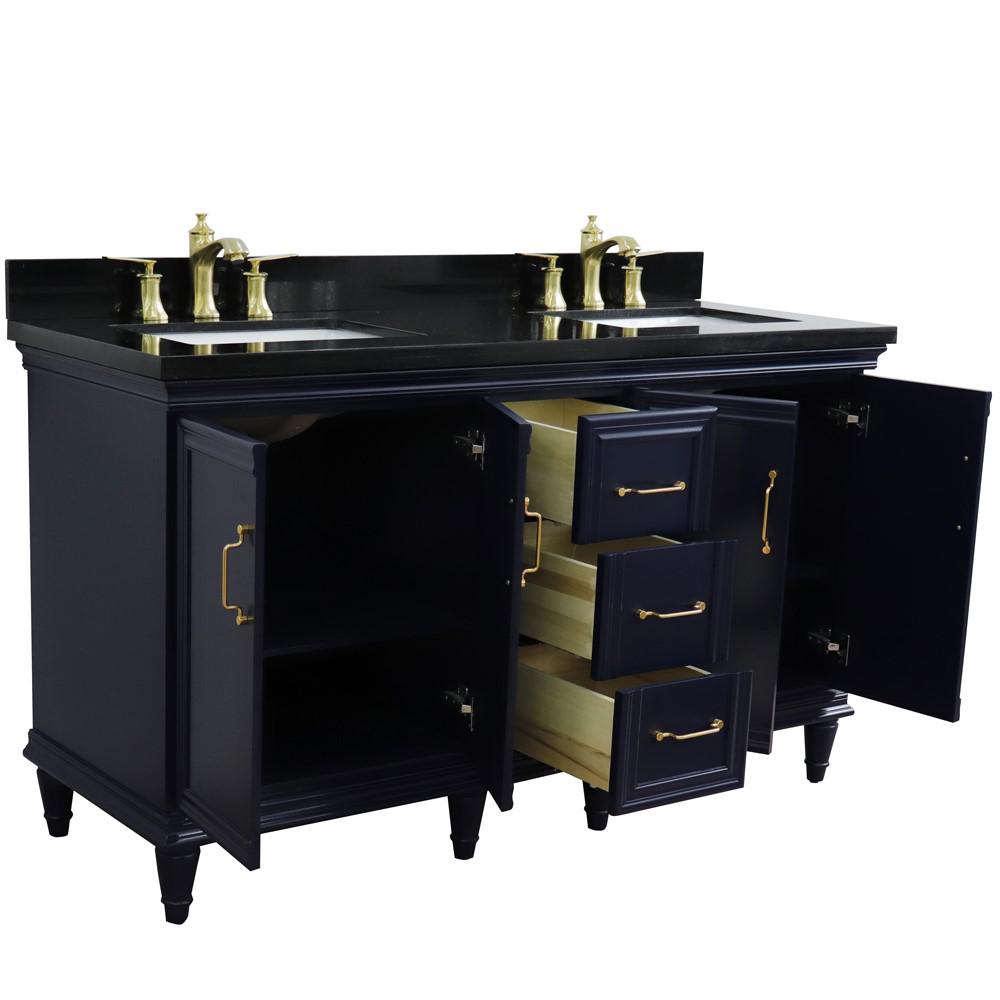 Double sink vanity in Blue and Black galaxy granite and rectangle sink. Picture 7