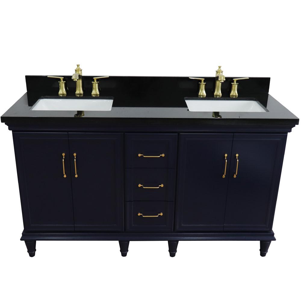 Double sink vanity in Blue and Black galaxy granite and rectangle sink. Picture 11