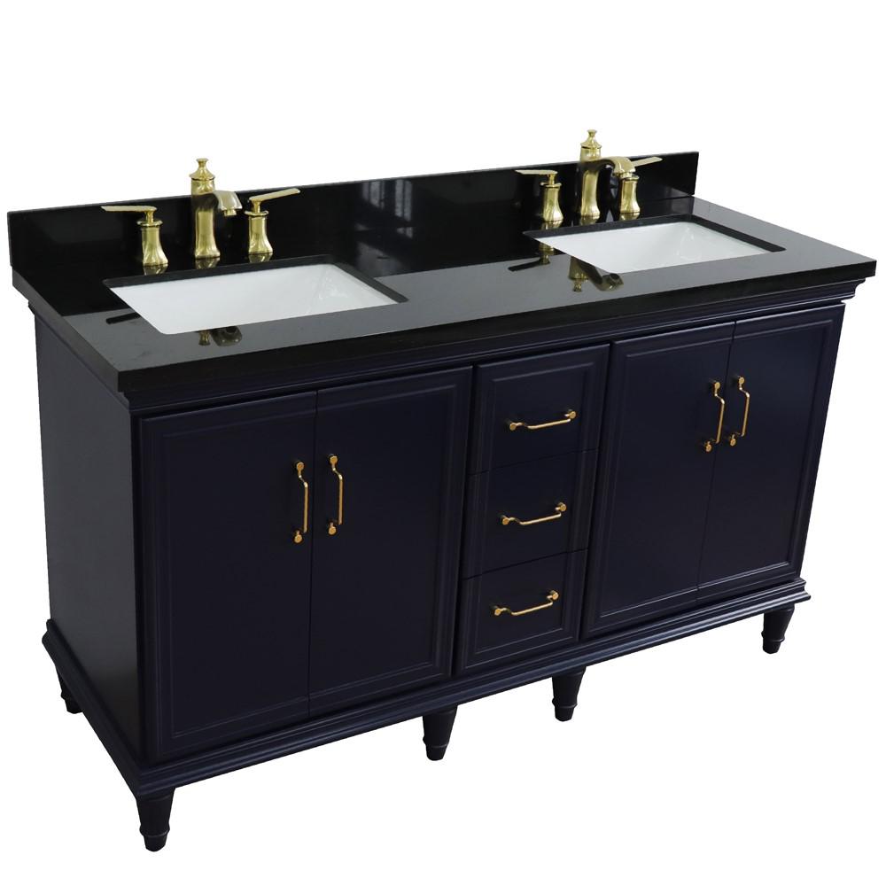 Double sink vanity in Blue and Black galaxy granite and rectangle sink. Picture 12