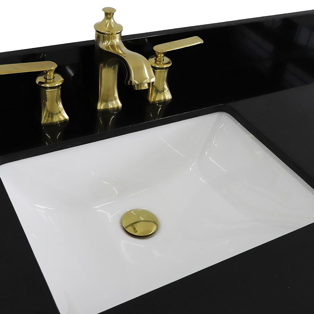Double sink vanity in Dark Gray and Black galaxy granite and rectangle sink. Picture 8
