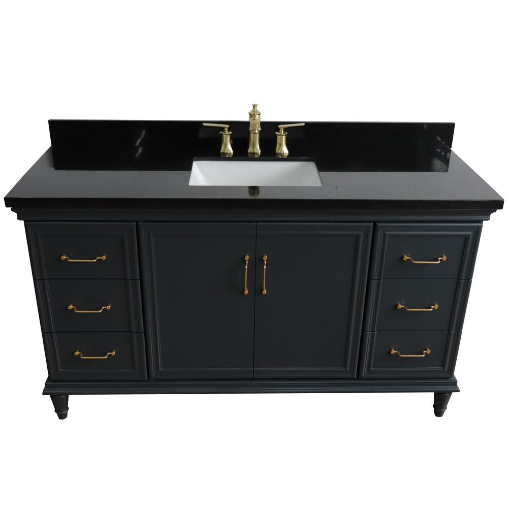 Single sink vanity in Dark Gray and Black galaxy granite and rectangle sink. Picture 10