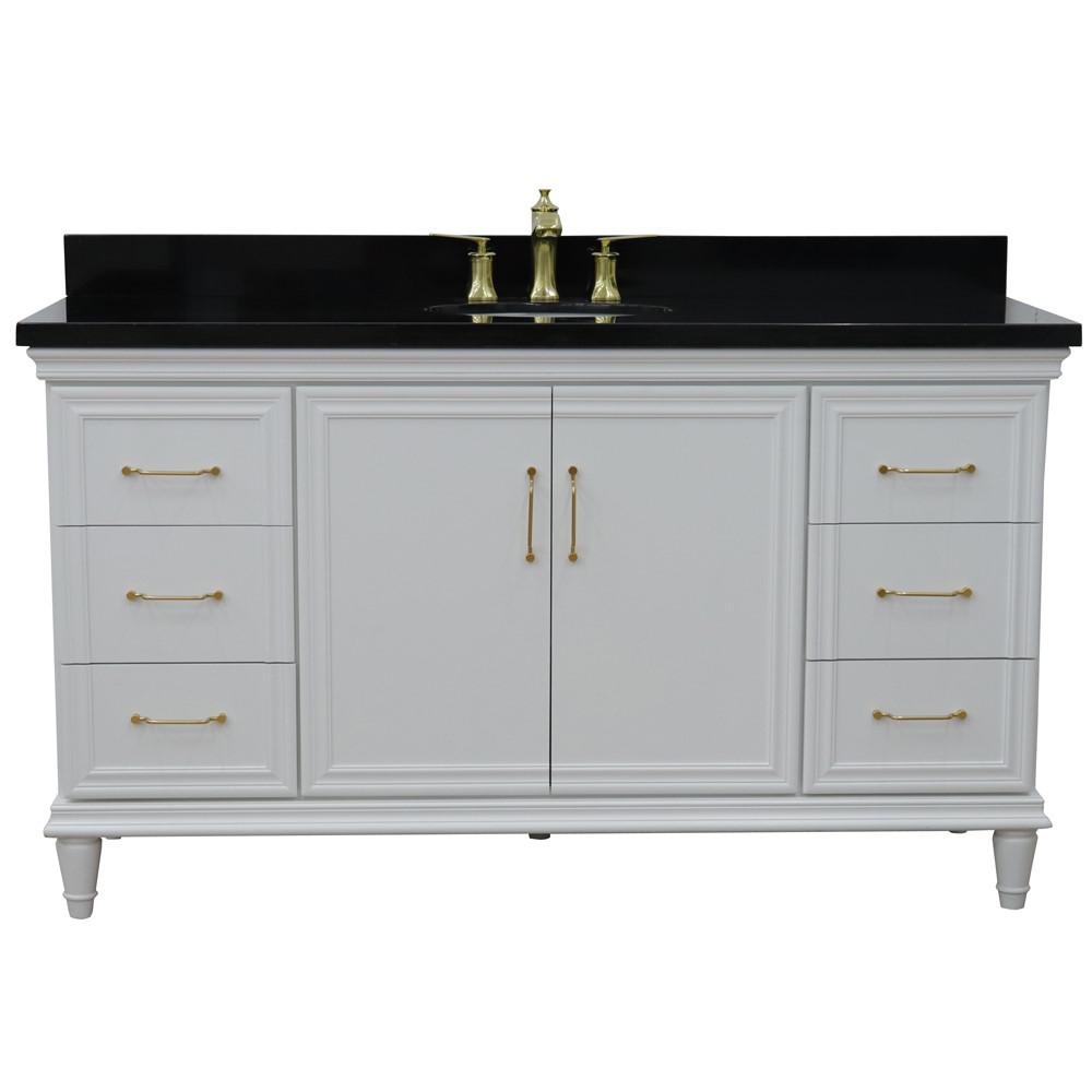 61 Single vanity in White finish with Black galaxy and oval sink. Picture 7