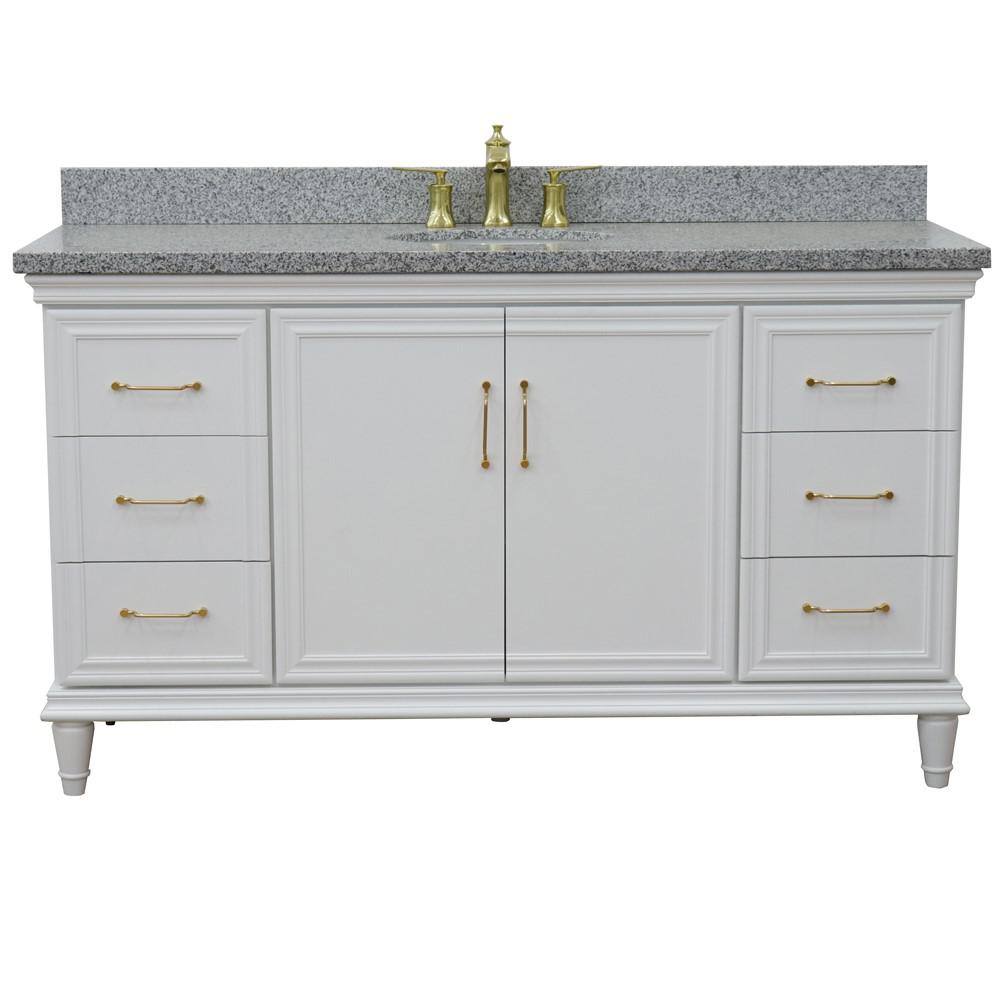 61 Single vanity in White finish with Gray granite and oval sink. Picture 7