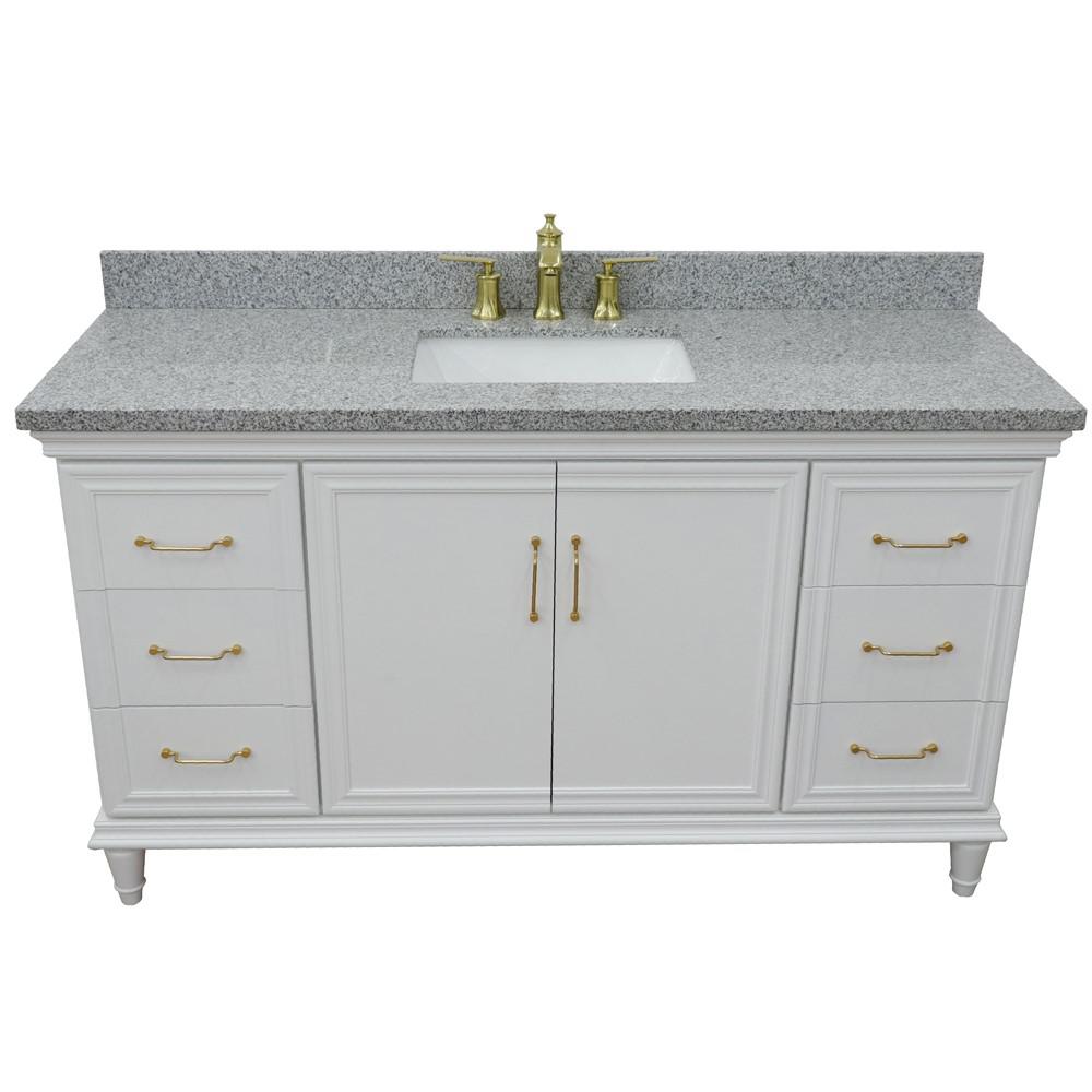 61 Single vanity in White finish with Gray granite and rectangle sink. Picture 8