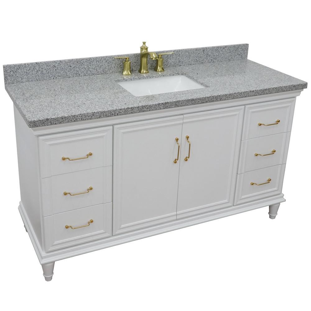 61 Single vanity in White finish with Gray granite and rectangle sink. Picture 9