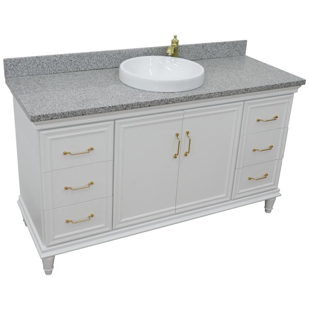 61 Single vanity in White finish with Gray granite and rectangle sink. Picture 21