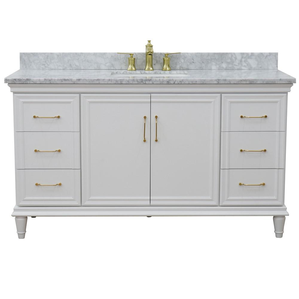61 Single vanity in White finish with White Carrara and rectangle sink. Picture 6