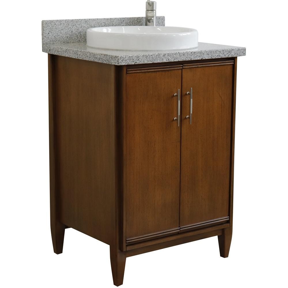 25 Single sink vanity in Walnut finish with Gray granite and rectangle sink. Picture 18