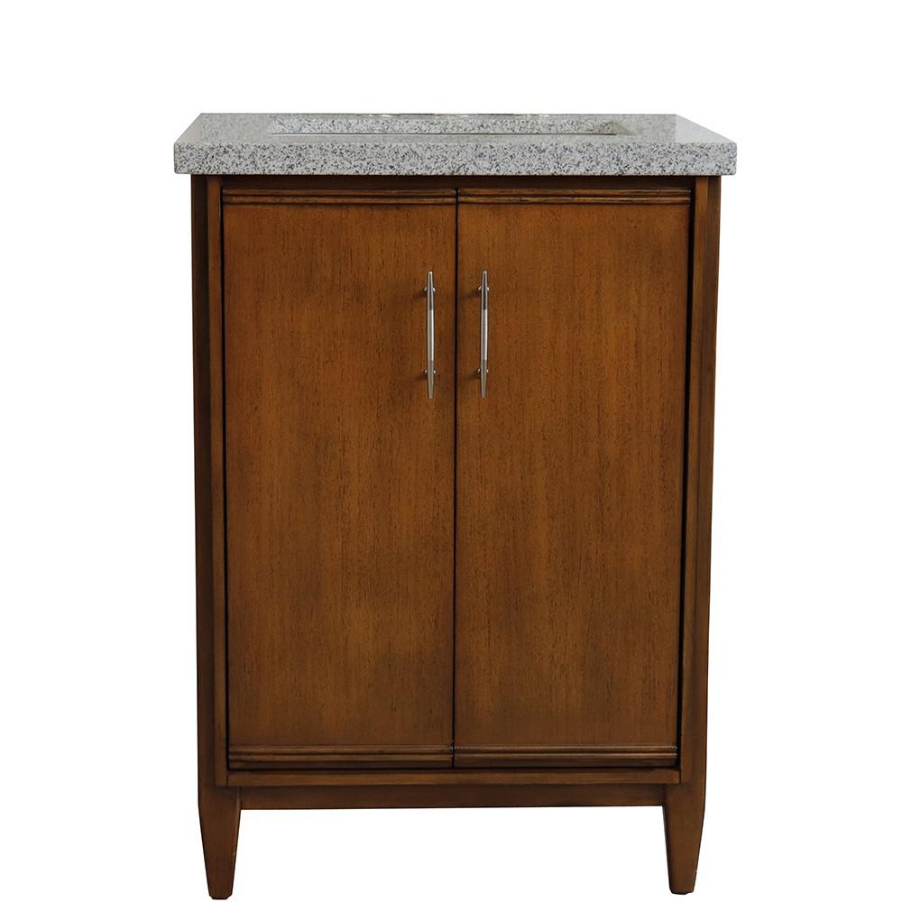 25 Single sink vanity in Walnut finish with Gray granite and rectangle sink. Picture 13