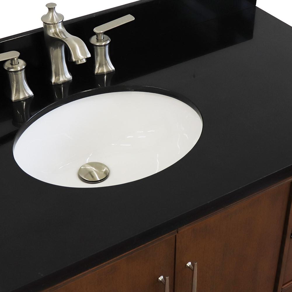 Single vanity in Walnut with Black galaxy and oval sink- Left door/Left sink. Picture 8