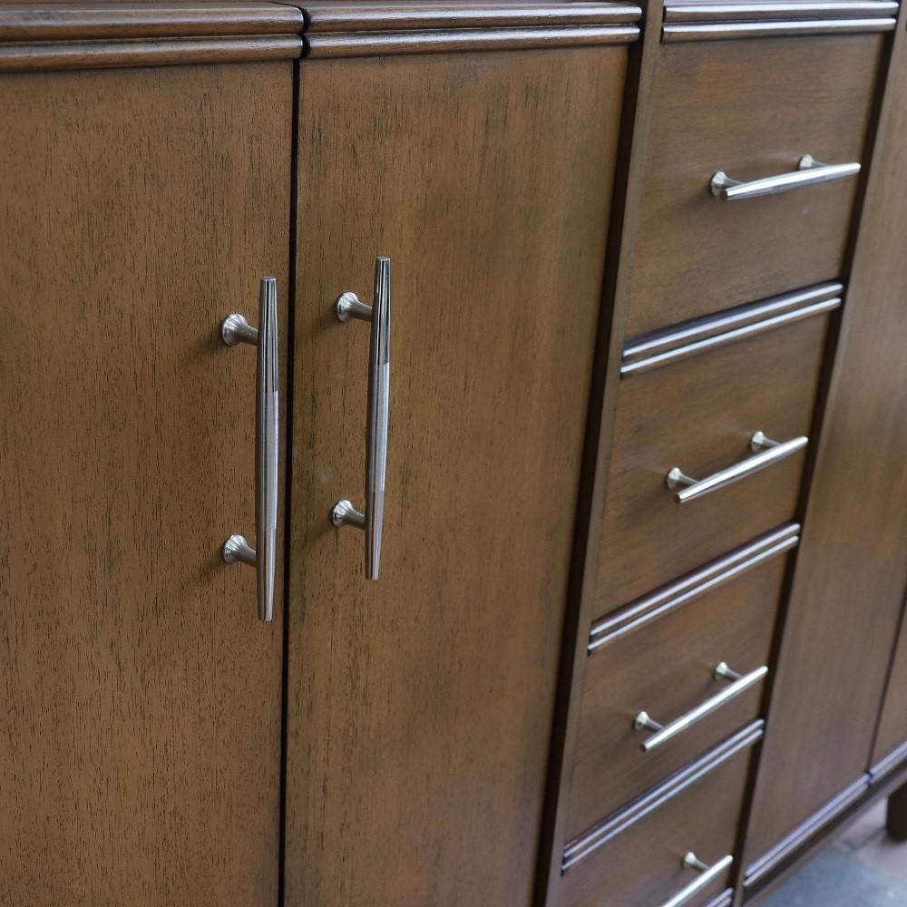 49 Double sink vanity in Walnut finish with White Carrara marble and oval sink. Picture 4