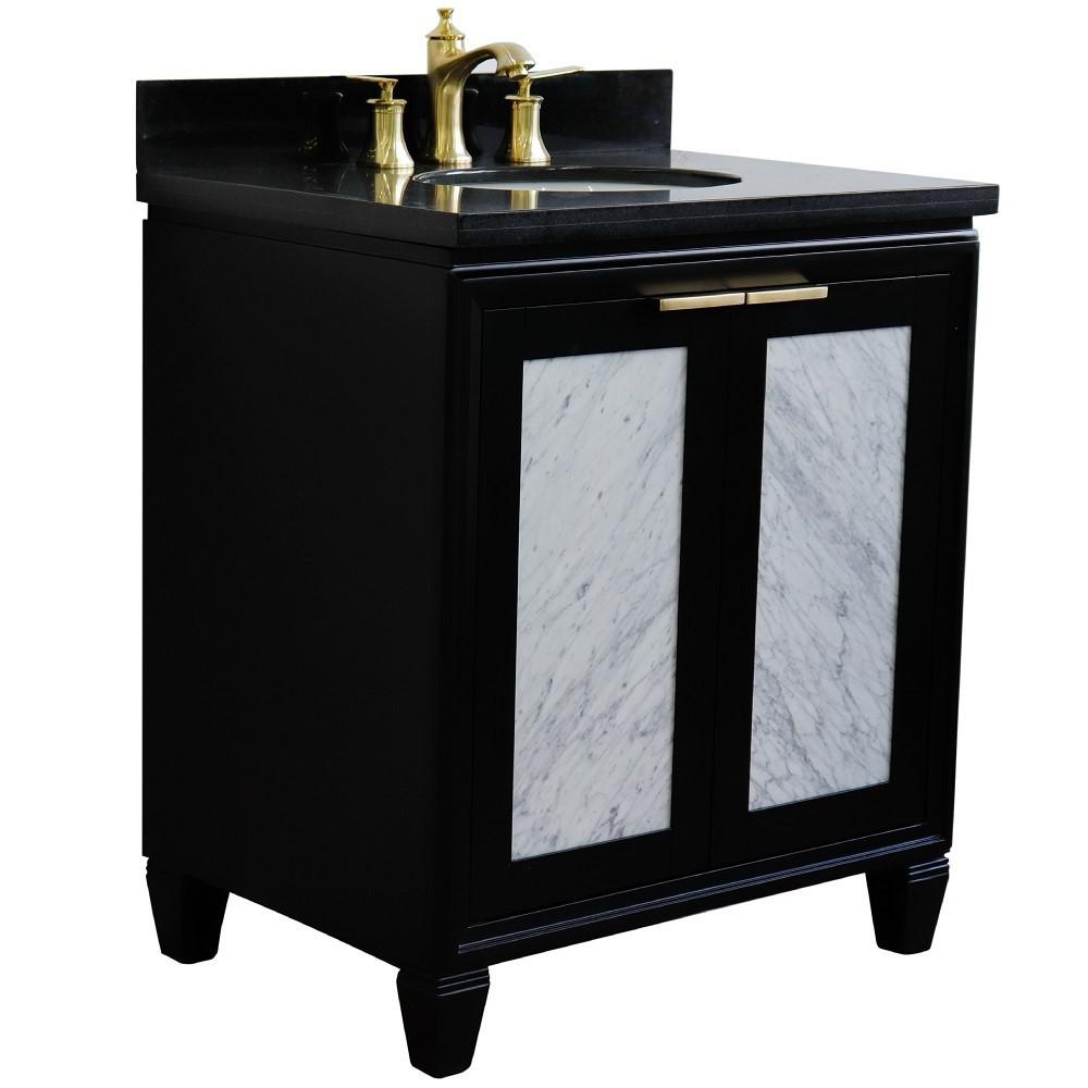 31 Single sink vanity in Black finish with Black galaxy granite with oval sink. Picture 3