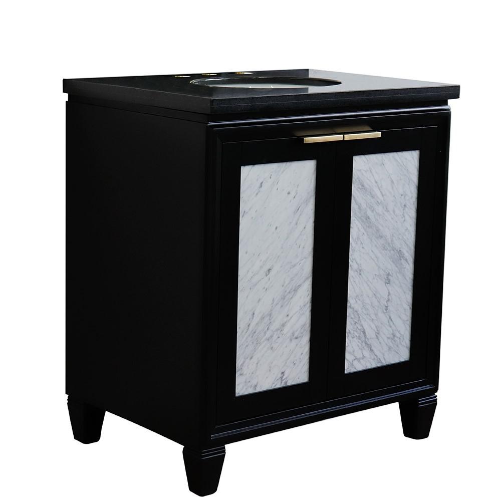 31 Single sink vanity in Black finish with Black galaxy granite with oval sink. Picture 5