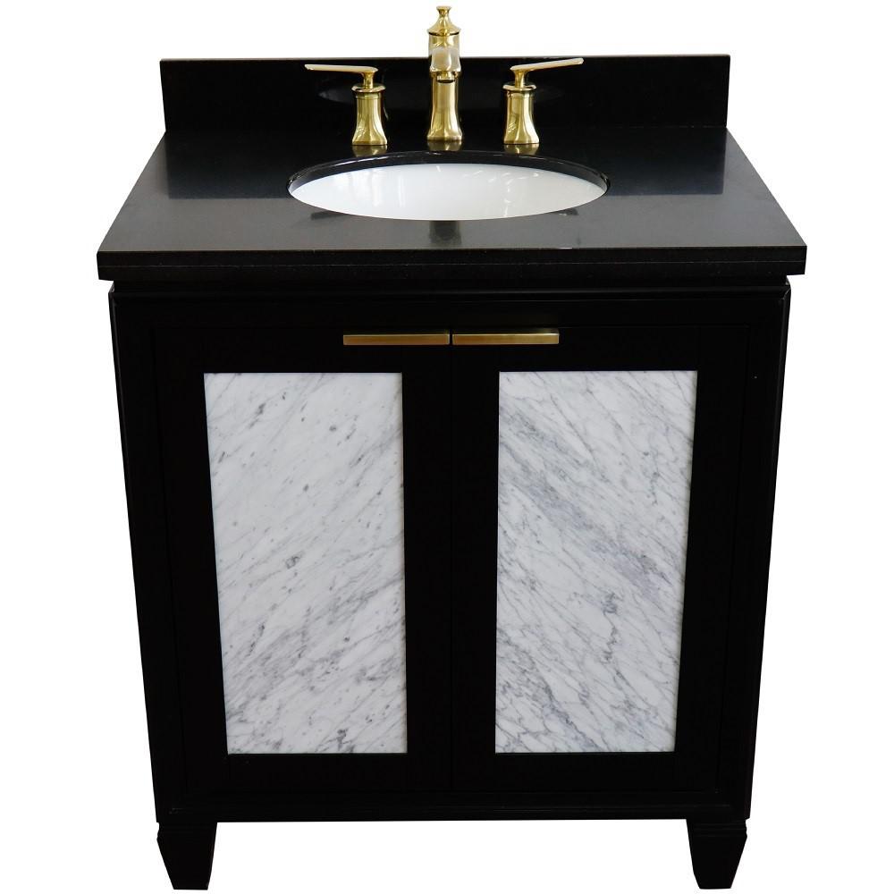 31 Single sink vanity in Black finish with Black galaxy granite with oval sink. Picture 9