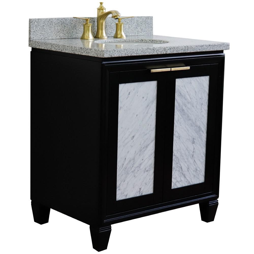 31 Single sink vanity in Black finish with Gray granite with oval sink. Picture 3