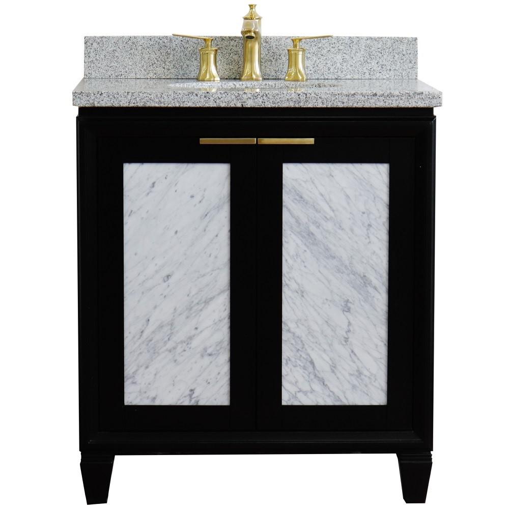 31 Single sink vanity in Black finish with Gray granite with oval sink. Picture 7