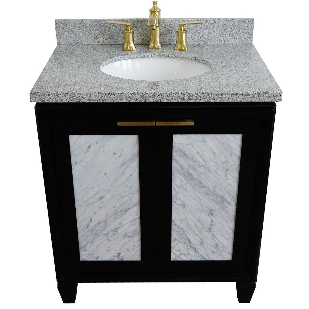 31 Single sink vanity in Black finish with Gray granite with oval sink. Picture 9