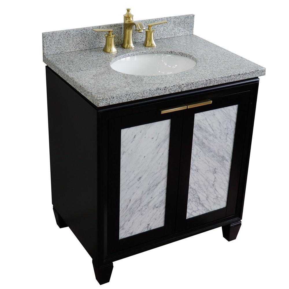 31 Single sink vanity in Black finish with Gray granite with oval sink. Picture 10