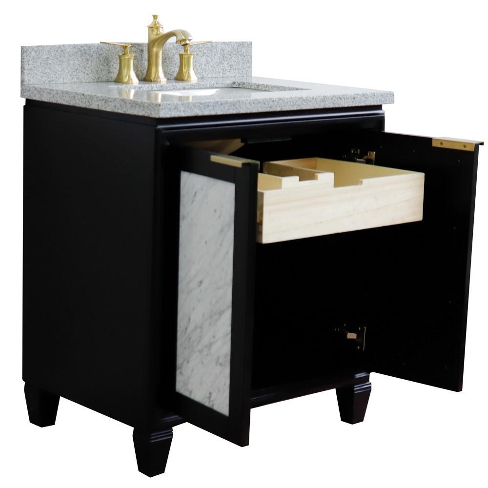 31 Single sink vanity in Black finish with Gray granite with rectangle sink. Picture 6