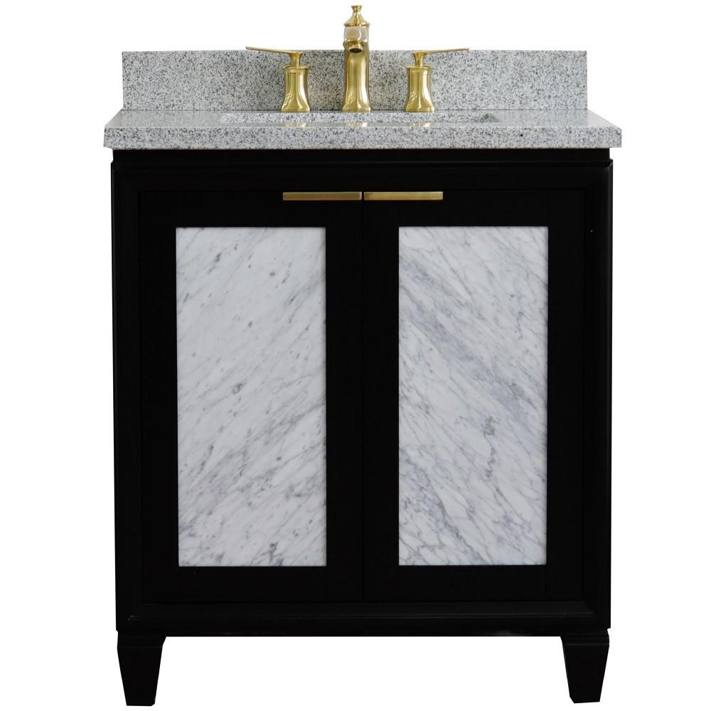 31 Single sink vanity in Black finish with Gray granite with rectangle sink. Picture 7