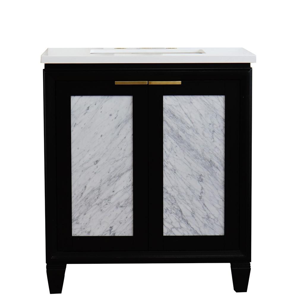 31 Single sink vanity in Black finish with White quartz with rectangle sink. Picture 4