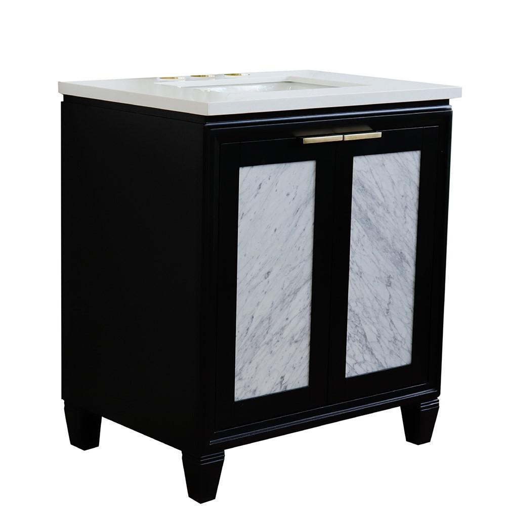 31 Single sink vanity in Black finish with White quartz with rectangle sink. Picture 5