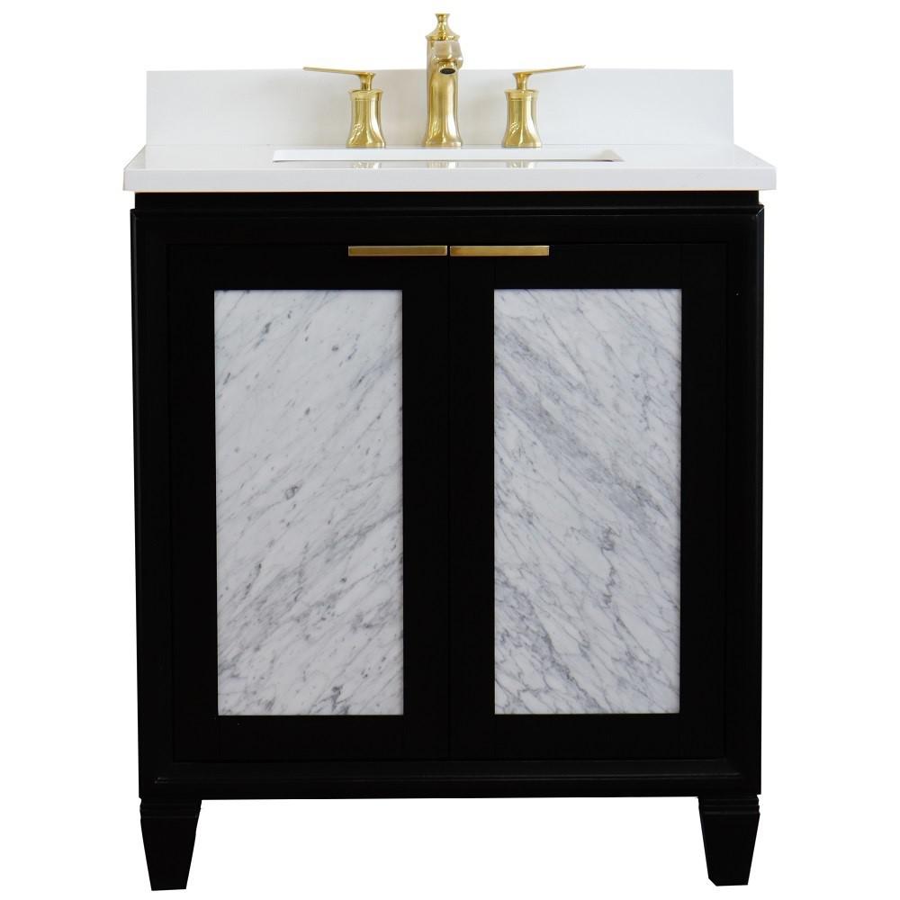 31 Single sink vanity in Black finish with White quartz with rectangle sink. Picture 7