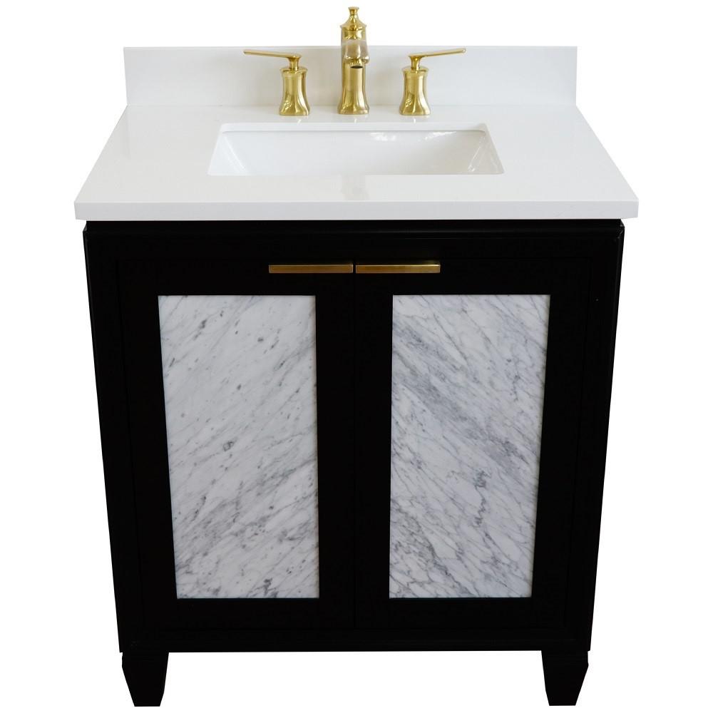 31 Single sink vanity in Black finish with White quartz with rectangle sink. Picture 9
