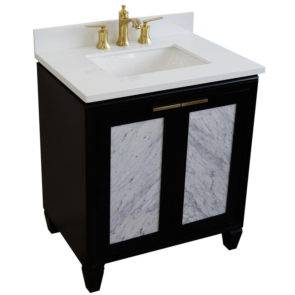 31 Single sink vanity in Black finish with White quartz with rectangle sink. Picture 10