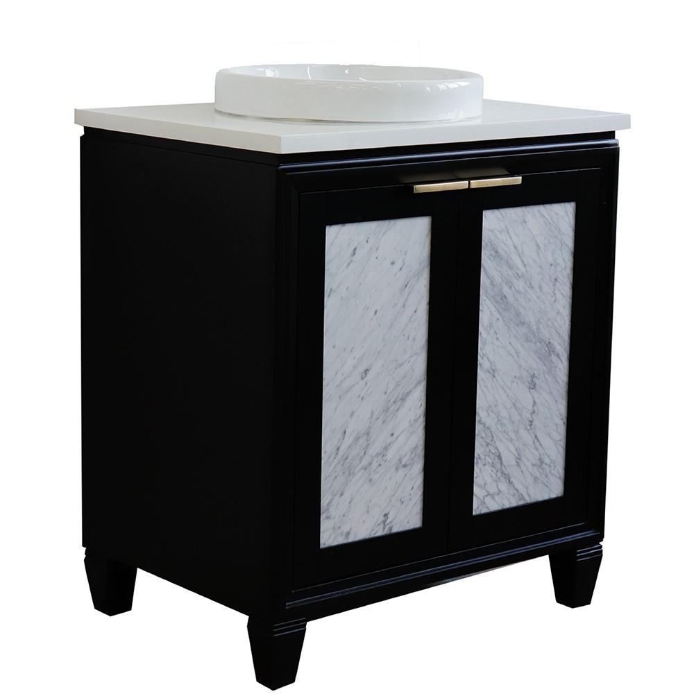 31 Single sink vanity in Black finish with White quartz with rectangle sink. Picture 17