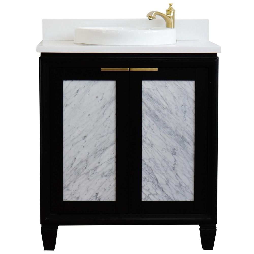 31 Single sink vanity in Black finish with White quartz with rectangle sink. Picture 19