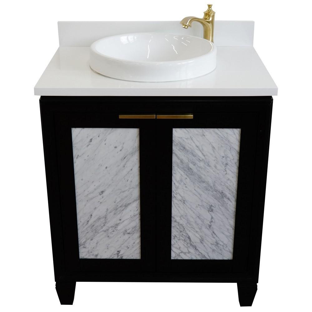 31 Single sink vanity in Black finish with White quartz with rectangle sink. Picture 21