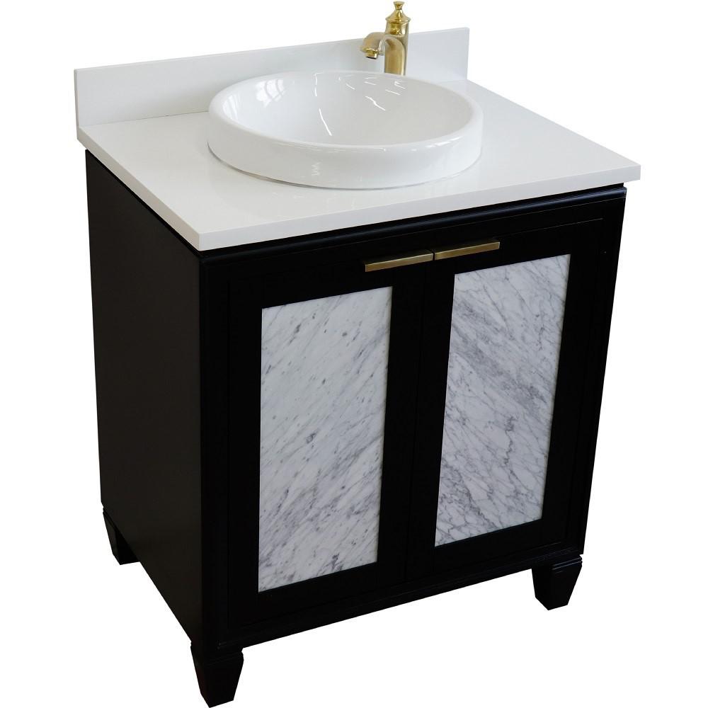 31 Single sink vanity in Black finish with White quartz with rectangle sink. Picture 22