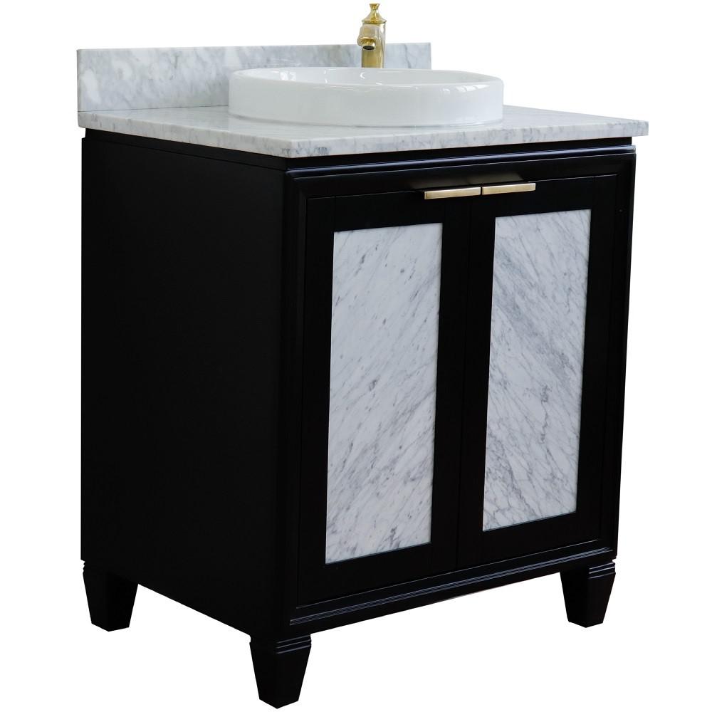 Single sink vanity in Black with White Carrara marble with rectangle sink. Picture 15