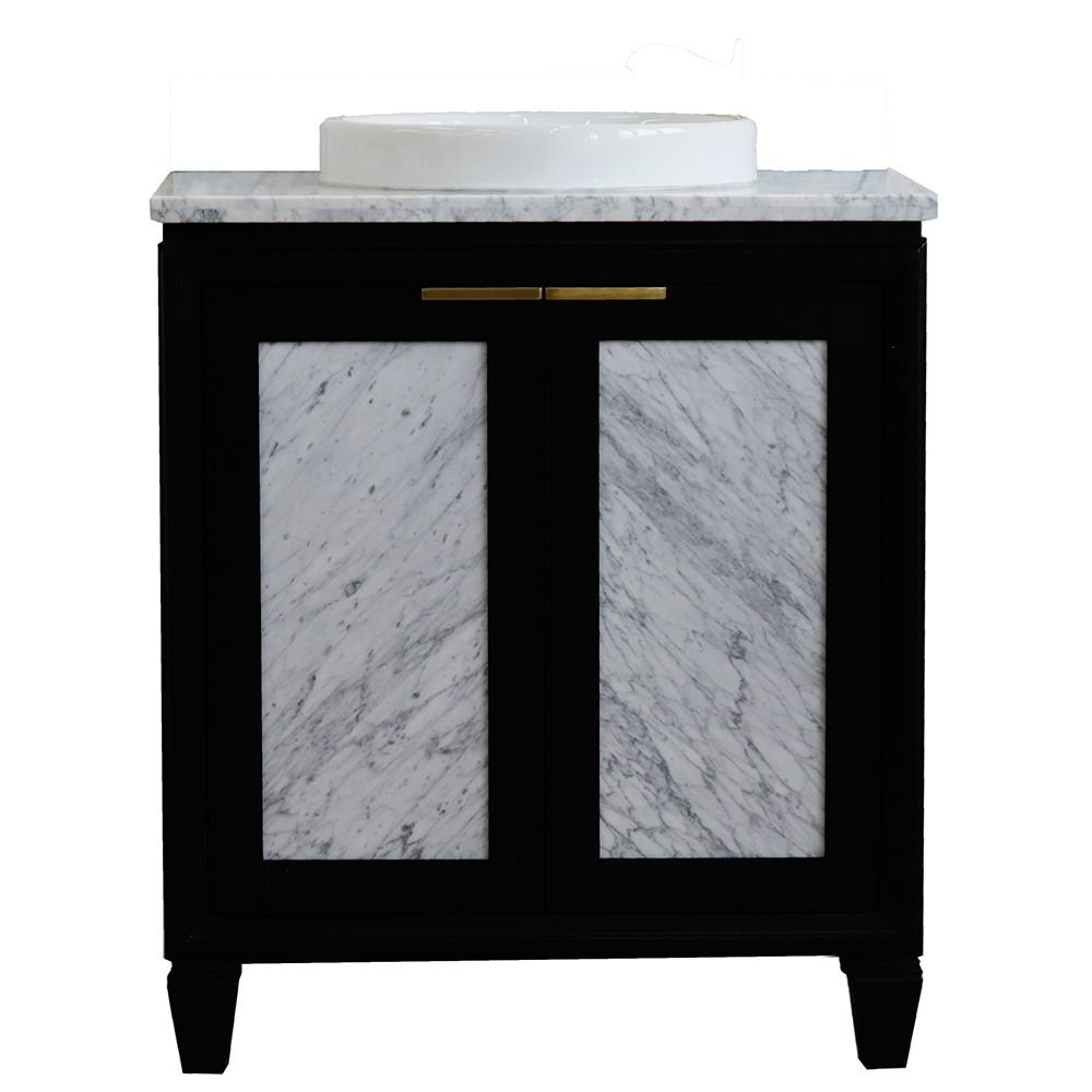 Single sink vanity in Black with White Carrara marble with rectangle sink. Picture 16