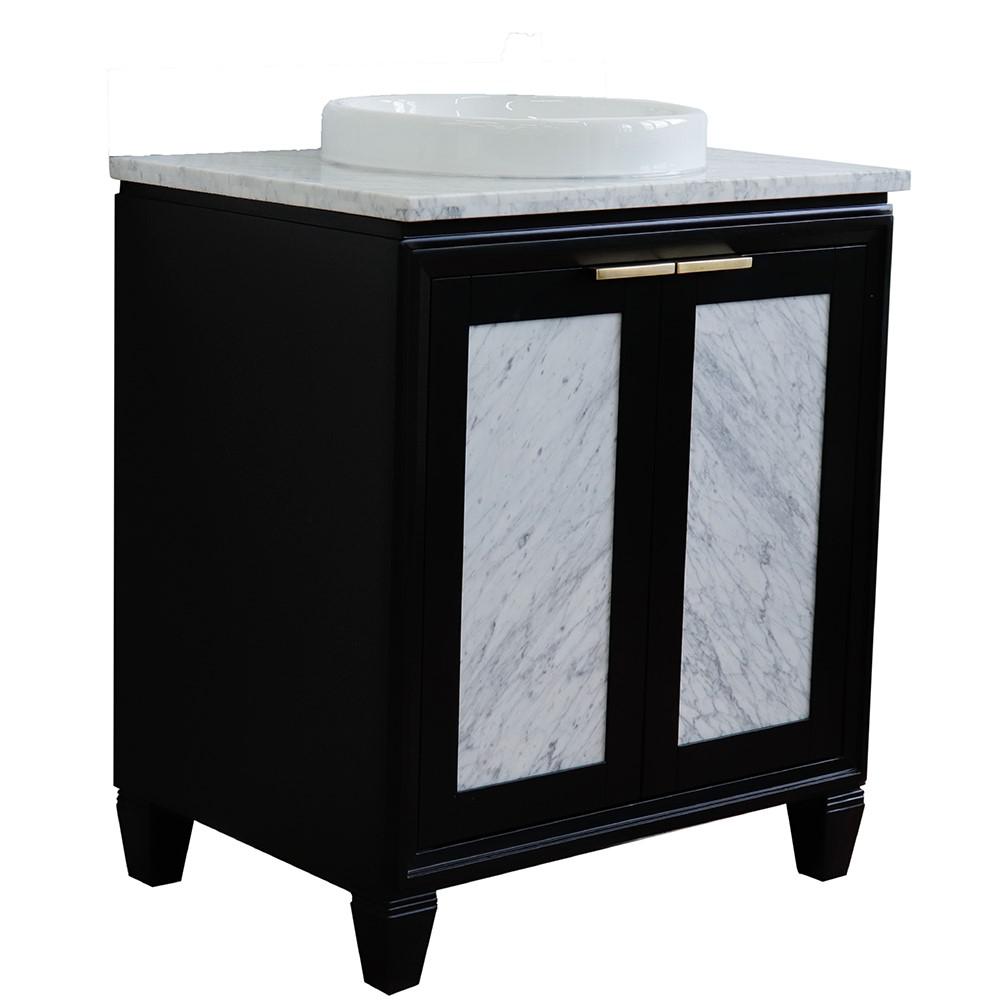 Single sink vanity in Black with White Carrara marble with rectangle sink. Picture 17