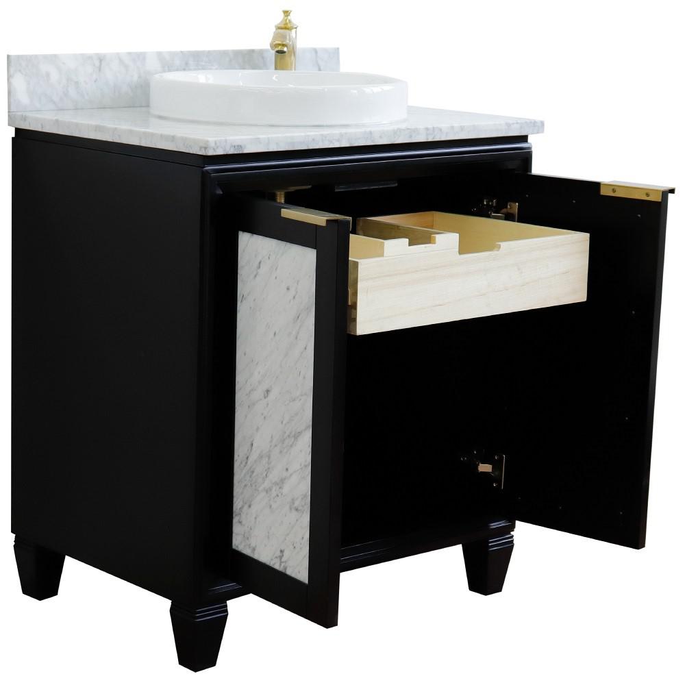 Single sink vanity in Black with White Carrara marble with rectangle sink. Picture 18